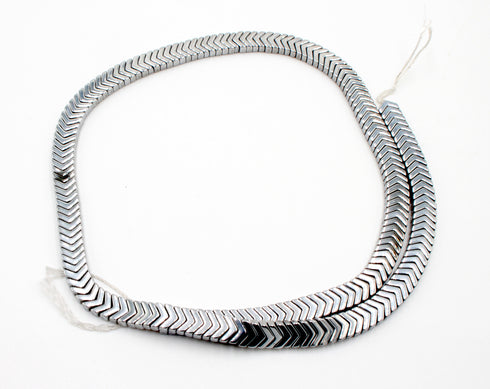 Hematite Chevron Gemstone Beads, 6x1mm, V-Shape